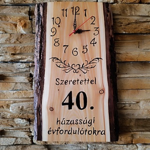 Fából készült falióra 40 házassági évforduló alkalmából , Otthon & Életmód, Dekoráció, Fali és függő dekoráció, Falióra & óra, Famegmunkálás, MESKA