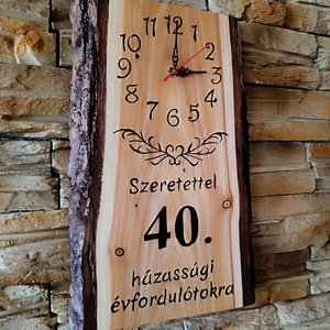 Fából készült falióra 40 házassági évforduló alkalmából  - otthon & életmód - dekoráció - fali és függő dekoráció - falióra & óra - Meska.hu