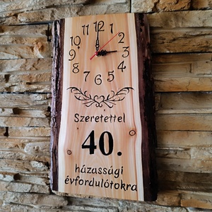 Fából készült falióra 40 házassági évforduló alkalmából  - otthon & életmód - dekoráció - fali és függő dekoráció - falióra & óra - Meska.hu