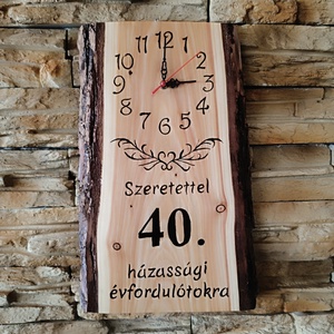 Fából készült falióra 40 házassági évforduló alkalmából  - otthon & életmód - dekoráció - fali és függő dekoráció - falióra & óra - Meska.hu