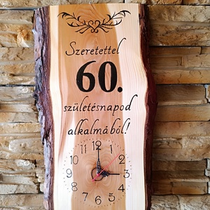 Egyedi, fa falióra 60.születésnap alkalmából  - otthon & életmód - dekoráció - fali és függő dekoráció - falióra & óra - Meska.hu