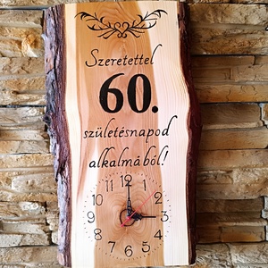 Egyedi, fa falióra 60.születésnap alkalmából  - otthon & életmód - dekoráció - fali és függő dekoráció - falióra & óra - Meska.hu