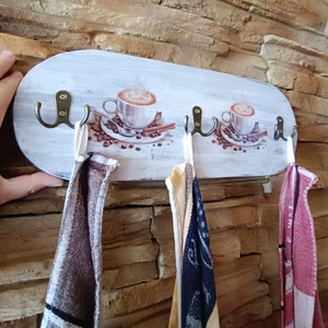 Vintage stílusú fából készült kávé mintás konyhai fogas - otthon & életmód - bútor - fogas - Meska.hu