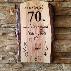 Egyedi,fából készült falióra 70.születésnap alkalmából , Otthon & Életmód, Dekoráció, Fali és függő dekoráció, Falióra & óra, Famegmunkálás, MESKA