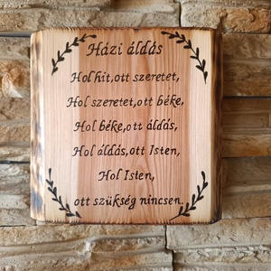 Házi áldás fa falikép - Meska.hu