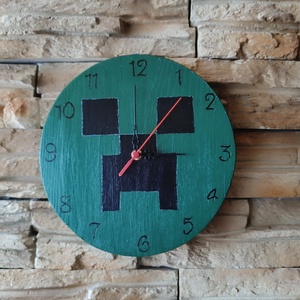 Fából készült Minecraft falióra  - otthon & életmód - dekoráció - fali és függő dekoráció - falióra & óra - Meska.hu
