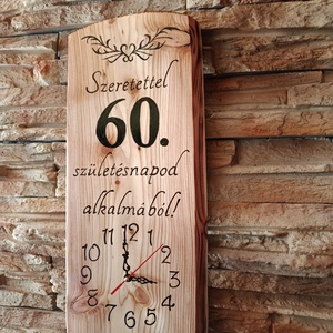 Egyedi, nagyméretű fa falióra 60.születésnap alkalmából  - otthon & életmód - dekoráció - fali és függő dekoráció - falióra & óra - Meska.hu