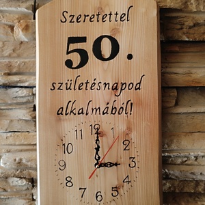 Fa falióra 50.  születésnap alkalmából , Otthon & Életmód, Dekoráció, Fali és függő dekoráció, Falióra & óra, Famegmunkálás, MESKA