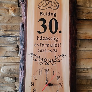 Fa falióra házassági évfordulóra dátummal  - otthon & életmód - dekoráció - fali és függő dekoráció - falióra & óra - Meska.hu