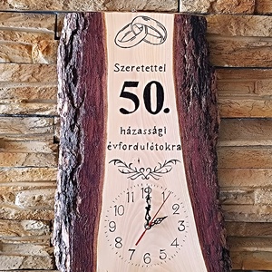 Fa falióra 50.házassági évforduló alkalmából  - otthon & életmód - dekoráció - fali és függő dekoráció - falióra & óra - Meska.hu