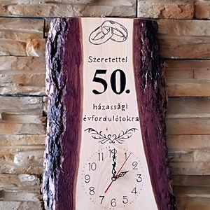 Fa falióra 50.házassági évforduló alkalmából  - otthon & életmód - dekoráció - fali és függő dekoráció - falióra & óra - Meska.hu