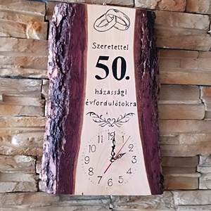Fa falióra 50.házassági évforduló alkalmából  - otthon & életmód - dekoráció - fali és függő dekoráció - falióra & óra - Meska.hu
