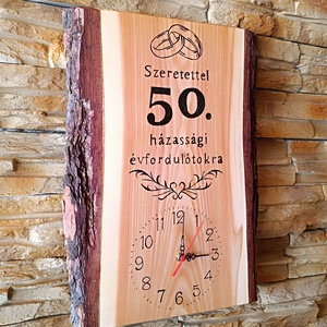Fa falióra 50. házassági évforduló alkalmából  - otthon & életmód - dekoráció - fali és függő dekoráció - falióra & óra - Meska.hu
