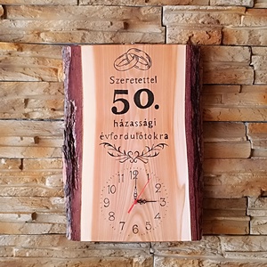 Fa falióra 50. házassági évforduló alkalmából  - otthon & életmód - dekoráció - fali és függő dekoráció - falióra & óra - Meska.hu