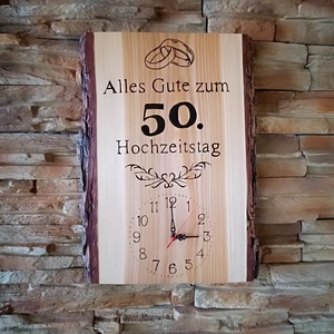 Alles Gute zum 50 Hochzeitstag , Falióra 50 házassági évfordulóra német  - otthon & életmód - dekoráció - fali és függő dekoráció - falióra & óra - Meska.hu
