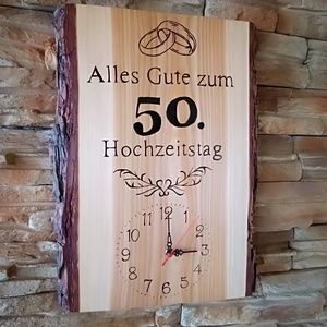 Alles Gute zum 50 Hochzeitstag , Falióra 50 házassági évfordulóra német  - otthon & életmód - dekoráció - fali és függő dekoráció - falióra & óra - Meska.hu