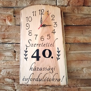 Fából készült falióra 40.házassági évforduló alkalmából , Otthon & Életmód, Dekoráció, Fali és függő dekoráció, Falióra & óra, Famegmunkálás, MESKA