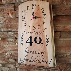 Fából készült falióra 40.házassági évforduló alkalmából  - otthon & életmód - dekoráció - fali és függő dekoráció - falióra & óra - Meska.hu