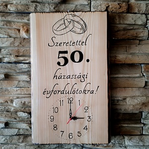 Fa falióra 50. házassági évforduló alkalmából  - otthon & életmód - dekoráció - fali és függő dekoráció - falióra & óra - Meska.hu