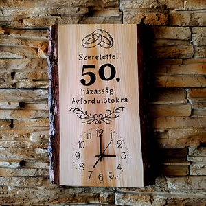 Fa falióra 50.házassági évforduló alkalmából , Otthon & Életmód, Dekoráció, Fali és függő dekoráció, Falióra & óra, Famegmunkálás, MESKA