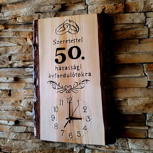 Fa falióra 50.házassági évforduló alkalmából  - otthon & életmód - dekoráció - fali és függő dekoráció - falióra & óra - Meska.hu