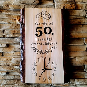Fa falióra 50.házassági évforduló alkalmából  - otthon & életmód - dekoráció - fali és függő dekoráció - falióra & óra - Meska.hu