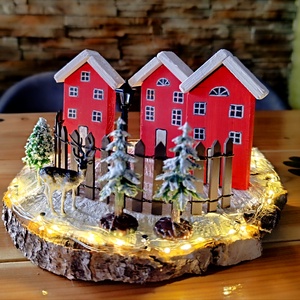 Meseszép karácsonyi falu LED világítással  - karácsony - karácsonyi lakásdekoráció - karácsonyi falu, házikó - Meska.hu