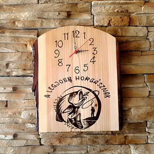 Fából készült falióra a legjobb horgásznak, Otthon & Életmód, Dekoráció, Fali és függő dekoráció, Falióra & óra, Famegmunkálás, MESKA