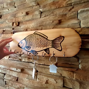 Fából készült fali fogas horgászok számára  - otthon & életmód - bútor - fogas - Meska.hu