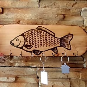 Fából készült fali fogas horgászok számára  - otthon & életmód - bútor - fogas - Meska.hu