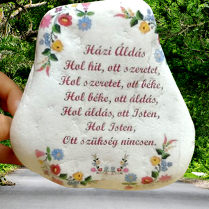 Házi áldás fehér díszkő, Otthon & Életmód, Vallás, Házi áldás, Decoupage, transzfer és szalvétatechnika, MESKA