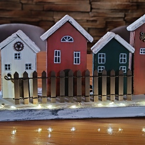 Karácsonyi falu LED világítással  - karácsony - karácsonyi lakásdekoráció - karácsonyi falu, házikó - Meska.hu