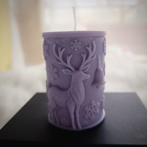 Vanília illatú karácsonyi szarvas mintás gyertya  - Meska.hu