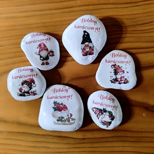 Karácsonyi ajándék kísérő kövek - karácsony - karácsonyi ajándékozás - karácsonyi ajándékcsomagolás - Meska.hu