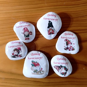 Karácsonyi ajándék kísérő kövek - karácsony - karácsonyi ajándékozás - karácsonyi ajándékcsomagolás - Meska.hu