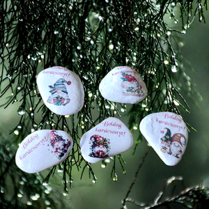 Karácsonyi ajándék kísérő kövek , Karácsony, Karácsonyi ajándékozás, Karácsonyi ajándékcsomagolás, Decoupage, transzfer és szalvétatechnika, MESKA