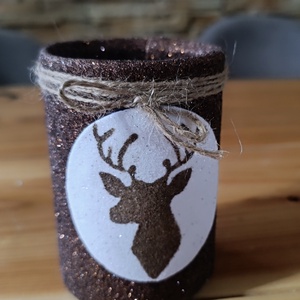 Asztali ceruza tartó szarvas sziluettel díszítve  - otthon & életmód - papír, írószer - tolltartó & ceruzatekercs - Meska.hu