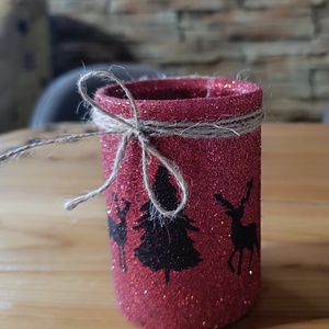 Csillogó piros asztali ceruza tartó szarvasokkal , Otthon & Életmód, Papír, írószer, Tolltartó & Ceruzatekercs, Újrahasznosított alapanyagból készült termékek, MESKA