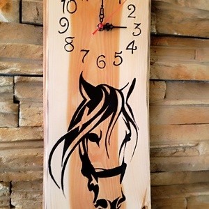 Fából készült nagyméretű lovas falióra  - otthon & életmód - dekoráció - fali és függő dekoráció - falióra & óra - Meska.hu