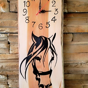 Fából készült nagyméretű lovas falióra  - otthon & életmód - dekoráció - fali és függő dekoráció - falióra & óra - Meska.hu