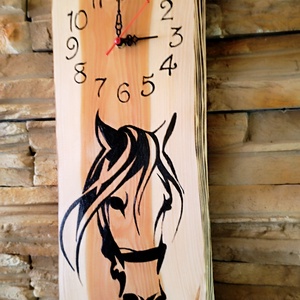 Fából készült nagyméretű lovas falióra  - otthon & életmód - dekoráció - fali és függő dekoráció - falióra & óra - Meska.hu