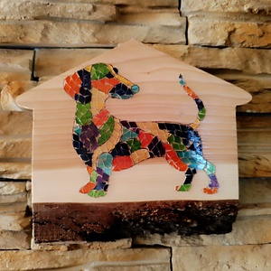 Mozaik falikép tacskó kutyussal , Otthon & Életmód, Dekoráció, Kép & Falikép, 3d képek, Famegmunkálás, MESKA