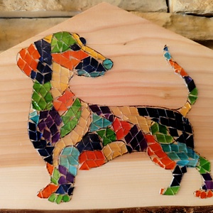 Mozaik falikép tacskó kutyussal  - otthon & életmód - dekoráció - kép & falikép - 3d képek - Meska.hu