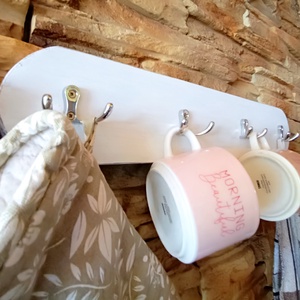 Rusztikus, fehér fa konyhai fogas - otthon & életmód - konyhafelszerelés, tálalás - konyhai dekoráció - konyhai dísz - Meska.hu