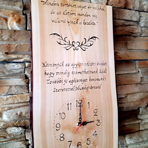 Egyedi, fából készült falióra nyugdíjas búcsúztató alkalmából idézettel  - otthon & életmód - dekoráció - fali és függő dekoráció - falióra & óra - Meska.hu