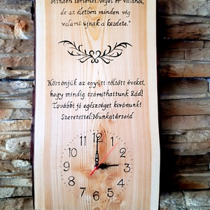 Egyedi, fából készült falióra nyugdíjas búcsúztató alkalmából idézettel  - otthon & életmód - dekoráció - fali és függő dekoráció - falióra & óra - Meska.hu
