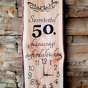 Egyedi, fából készült falióra 50.házassági évforduló alkalmából  - otthon & életmód - dekoráció - fali és függő dekoráció - falióra & óra - Meska.hu