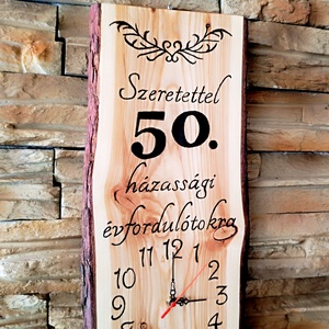 Egyedi, fából készült falióra 50.házassági évforduló alkalmából  - otthon & életmód - dekoráció - fali és függő dekoráció - falióra & óra - Meska.hu
