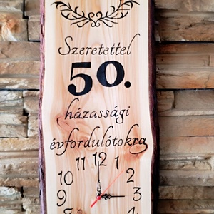 Egyedi, fából készült falióra 50.házassági évforduló alkalmából  - otthon & életmód - dekoráció - fali és függő dekoráció - falióra & óra - Meska.hu