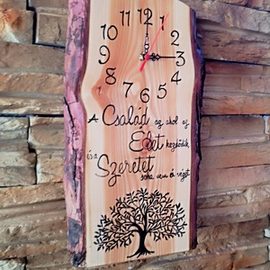 Egyedi, fából készült falióra életfával és idézettel  - otthon & életmód - dekoráció - fali és függő dekoráció - falióra & óra - Meska.hu